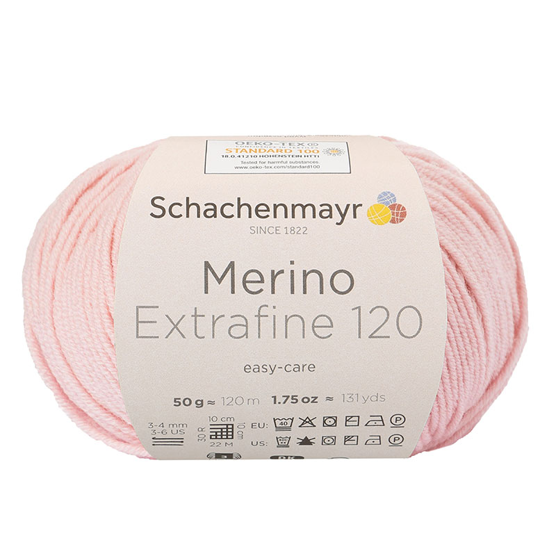 Schachenmayr Merino Extrafine 120 gyapjú fonal - 135 - Puder rózsaszín
