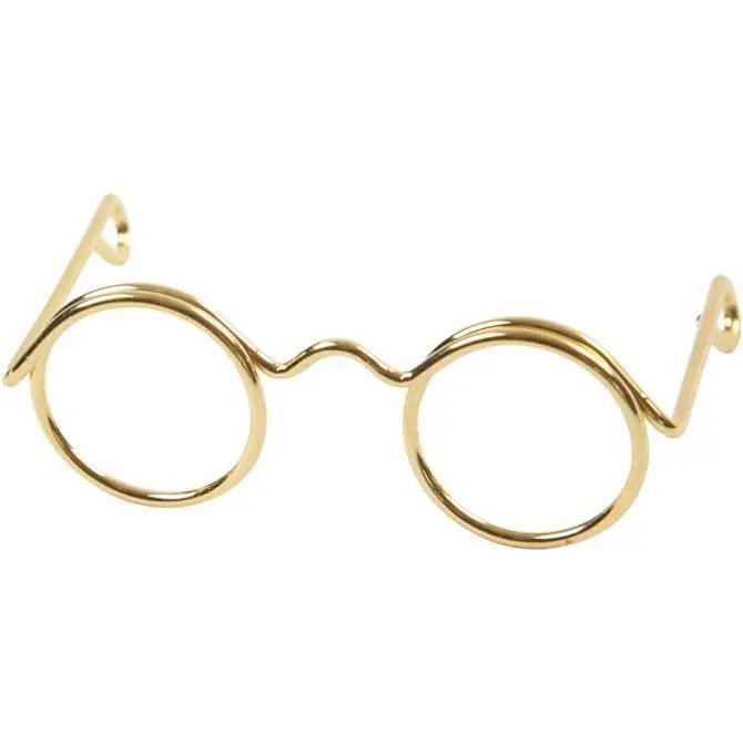 Arany színű szemüveg amigurumi babákhoz 35mm